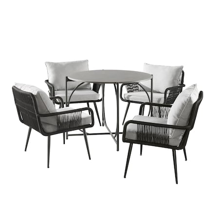 Alaterre Furniture Andover All-Weather Outdoor Bistro Set with Four Rope Chairs and 30" H Bistro Table AWWK0225KK